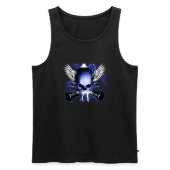 skull_and_wings_and_guitars - Men's Premium Organic Tank Top - black - Front - AI Model Male 178 light (178cm)