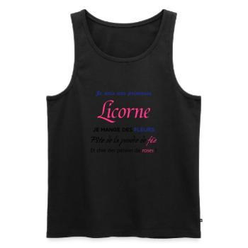 Princesse licorne - Débardeur bio Premium Homme - noir - Devant - Michal (187cm)