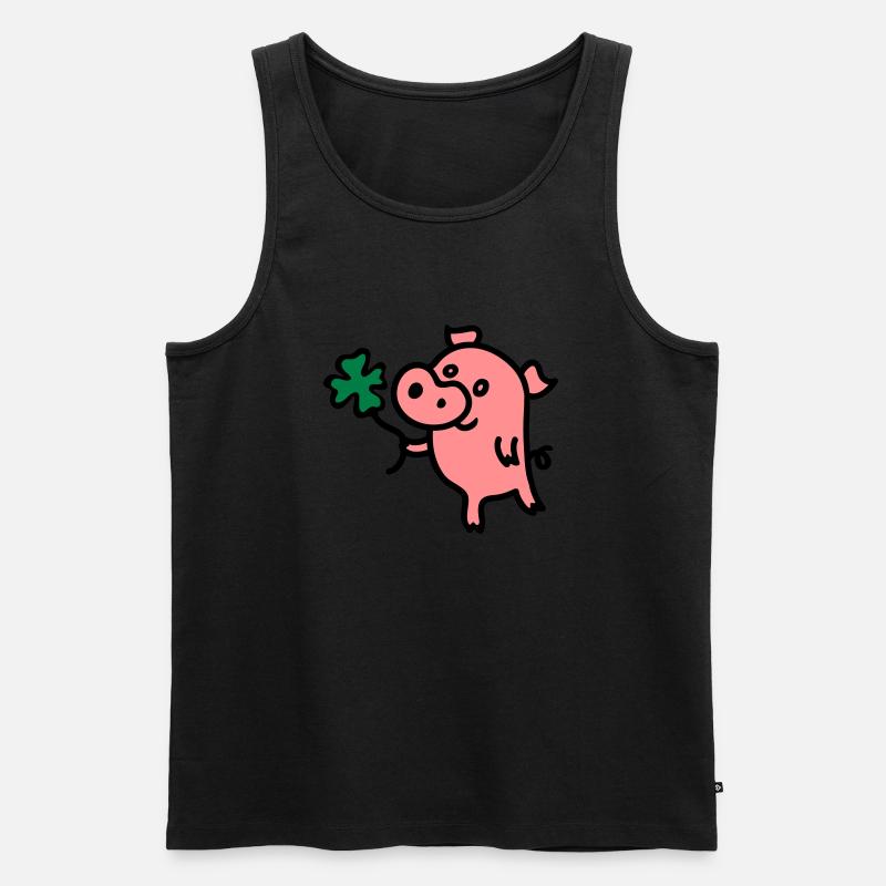 Schweinchen Klee 3 - Männer Premium Bio Tank Top - Schwarz
