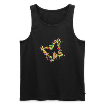 Schmetterling Splash - Männer Premium Bio Tank Top - Schwarz - Vorne - AI Model Male 178 light (178cm)