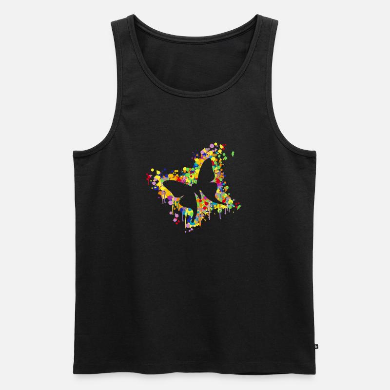 Schmetterling Splash - Männer Premium Bio Tank Top - Schwarz