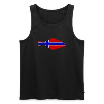 Heilbutt_Norwegen - Männer Premium Bio Tank Top - Schwarz - Vorne - AI Model Male 178 light (178cm)