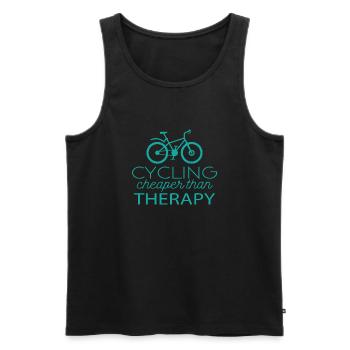 Cycling: Cycling - cheaper than Therapy - Men's Premium Organic Tank Top - black - Front - Michal (187cm)