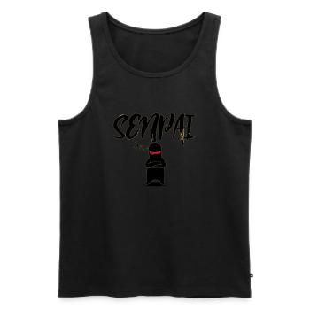 senpai - Männer Premium Bio Tank Top - Schwarz - Vorne - AI Model Male 178 light (178cm)