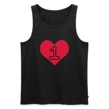 Anzahl 1 & Herz - Männer Premium Bio Tank Top - Schwarz - Vorne - AI Model Male 178 light (178cm)