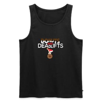 Drôle de citation de beignet - Donuts et Deadlifts Gym Cadeau - Débardeur bio Premium Homme - noir - Devant - AI Model Male 178 light (178cm)