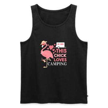 Funny Flamingo Camping This Chick loves Camping - Men's Premium Organic Tank Top - black - Front - AI Model Male 178 light (178cm)