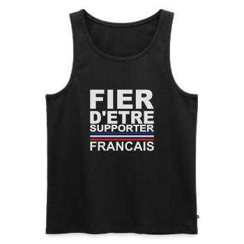 Fier d'être supporter Français - version 1 - Débardeur bio Premium Homme - noir - Devant - AI Model Male 178 light (178cm)