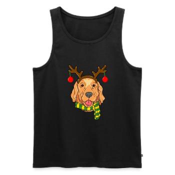 Golden Retriever Noël Renne Cornes Chien Noël - Débardeur bio Premium Homme - noir - Devant - Michal (187cm)
