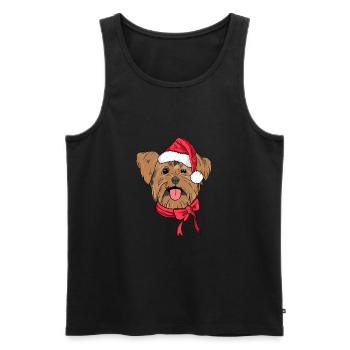 Yorkshire Terrier Noël Chapeau Chien Amant Noël - Débardeur bio Premium Homme - noir - Devant - Michal (187cm)