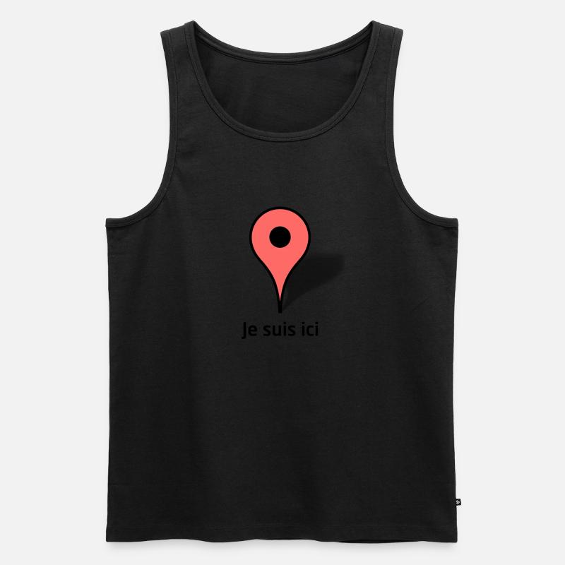 Ich befinde mich hier - Männer Premium Bio Tank Top - Schwarz