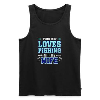 Fishing with his Wife Fisherman Fishing Fish Gift - Men's Premium Organic Tank Top - black - Front - AI Model Male 178 light (178cm)