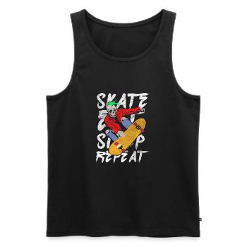 Essen Sie Schlaf wiederholen Skateboard Skateboard Schädel - Männer Premium Bio Tank Top - Schwarz - Vorne - AI Model Male 178 light (178cm)