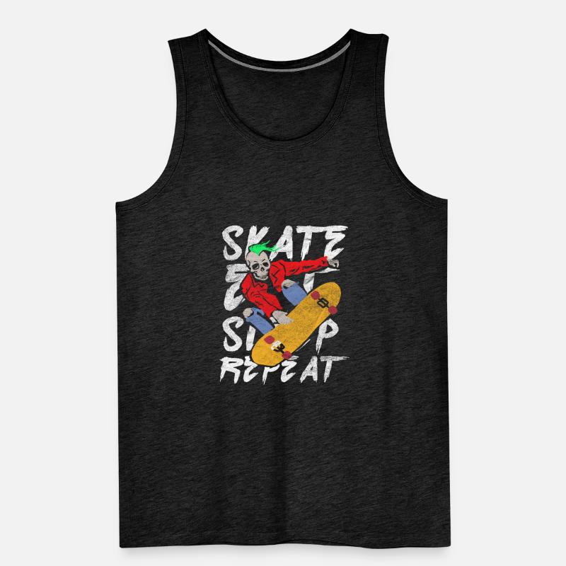 Manger dormir Répéter Skateboard Skateboard Crâne Débardeur bio Premium Homme