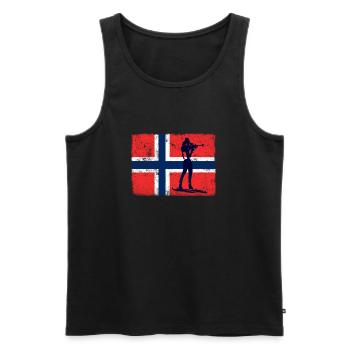 Biathlon Biathlon Biathlète Tir Norvège Drapeau Hiver - Débardeur bio Premium Homme - noir - Devant - Michal (187cm)