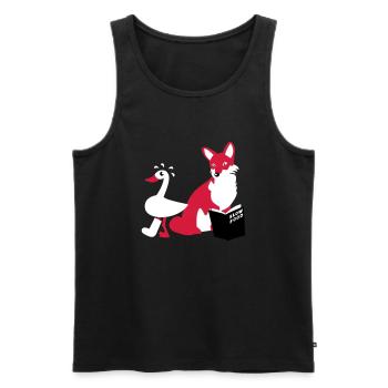 Slow Food Fuchs und Gans - Männer Premium Bio Tank Top - Schwarz - Vorne - AI Model Male 178 light (178cm)