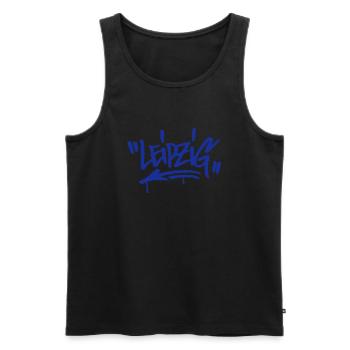 Leipzig Graffiti Ultras Design - Männer Premium Bio Tank Top - Schwarz - Vorne - Michal (187cm)