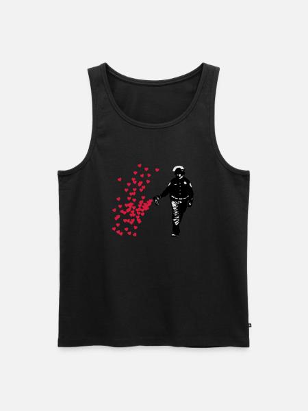Stencil Police - Street Art Pepper Spray Cop heart - Men's Premium Organic Tank Top - black