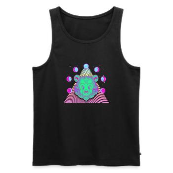 Vaporwave Bear - Débardeur bio Premium Homme - noir - Devant - AI Model Male 178 light (178cm)