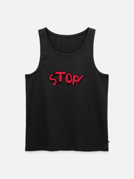 Stop standing remain comic saying - Men's Premium Organic Tank Top - black