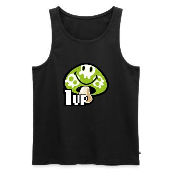Smiley Kawaii 1up Skull Mushroom - Männer Premium Bio Tank Top - Schwarz - Vorne - AI Model Male 178 light (178cm)