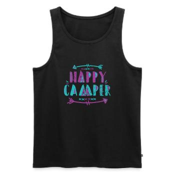 Happy Camper Shirt - Men's Premium Organic Tank Top - black - Front - Michal (187cm)
