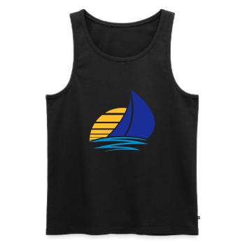 soleil voile logo conception bateau à voile bateau - Débardeur bio Premium Homme - noir - Devant - AI Model Male 178 light (178cm)