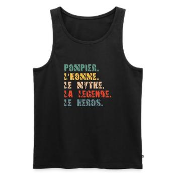 pompier l'homme le mythe la légende le héros - Débardeur bio Premium Homme - noir - Devant - Michal (187cm)