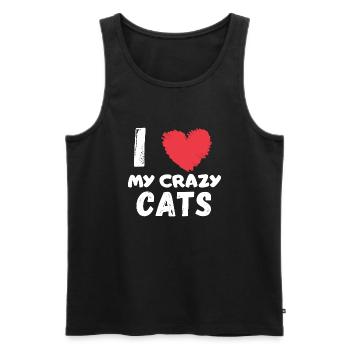 J'aime mes chats, j'aime mes chats fous - Débardeur bio Premium Homme - noir - Devant - Michal (187cm)