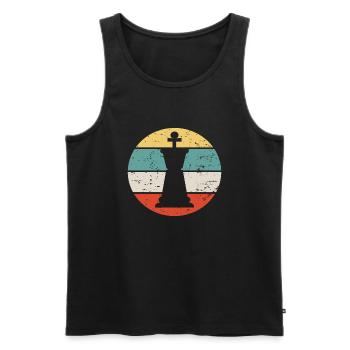 Schach Chess Retro Schachfigur - Männer Premium Bio Tank Top - Schwarz - Vorne - Michal (187cm)