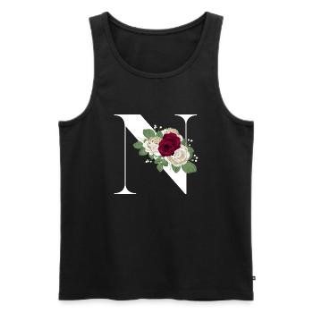 Buchstabe N geblümt - Männer Premium Bio Tank Top - Schwarz - Vorne - Michal (187cm)