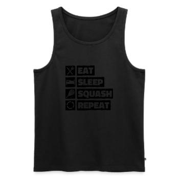 Eat Sleep Squash Repeat. Hobby Squash Ball Indoor - Men's Premium Organic Tank Top - black - Front - AI Model Male 178 light (178cm)
