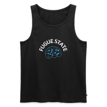 Fugue state - text white - Débardeur bio Premium Homme - noir - Devant - AI Model Male 178 light (178cm)