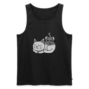 Amis 2 chats l’un sur l’autre - Débardeur bio Premium Homme - noir - Devant - Michal (187cm)