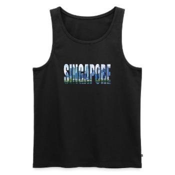 Singapore - Men's Premium Organic Tank Top - black - Front - AI Model Male 178 light (178cm)