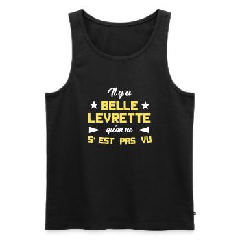 Il y a belle levrette qu'on ne s'est pas vu cadeau - Débardeur bio Premium Homme - noir - Devant - AI Model Male 178 light (178cm)