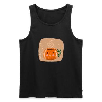 Tasse Kürbis - Männer Premium Bio Tank Top - Schwarz - Vorne - Michal (187cm)