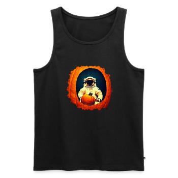 Astronaut with Pumpkin Halloween Party Space - Men's Premium Organic Tank Top - black - Front - Michal (187cm)