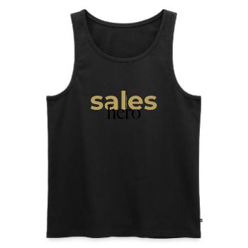 Sales Hero Spruch - Männer Premium Bio Tank Top - Schwarz - Vorne - Michal (187cm)