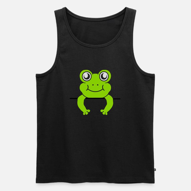 Frosch Mauer Schild Comic - Männer Premium Bio Tank Top - Schwarz