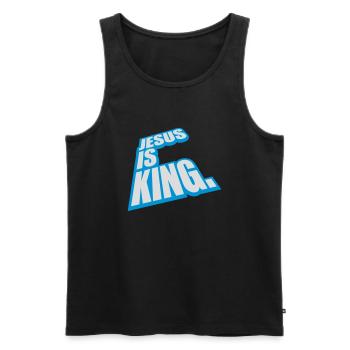 jesus is king Zitat - Männer Premium Bio Tank Top - Schwarz - Vorne - Michal (187cm)