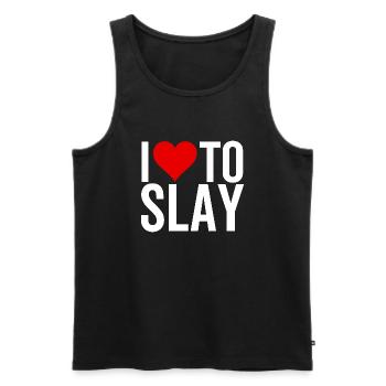 I Love To Slay - Men's Premium Organic Tank Top - black - Front - AI Model Male 178 light (178cm)