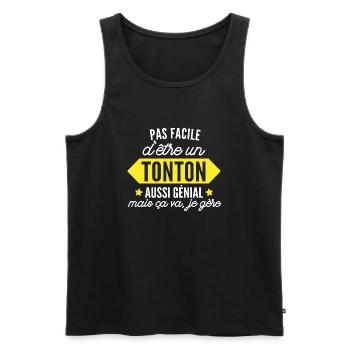 tonton génial / cadeau humour tonton - Débardeur bio Premium Homme - noir - Devant - Michal (187cm)
