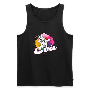 EVA - Süßer Name mit dabbing Einhorn - Männer Premium Bio Tank Top - Schwarz - Vorne - AI Model Male 178 light (178cm)