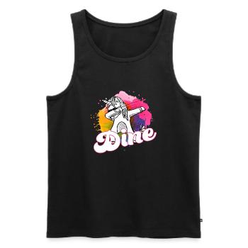 DINE - Beautiful name with dabbing unicorn - Men's Premium Organic Tank Top - black - Front - AI Model Male 178 light (178cm)