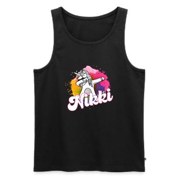 NIKKI - Beau nom avec une licorne tamponnante - Débardeur bio Premium Homme - noir - Devant - Michal (187cm)