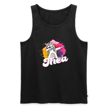 THEA - Schöner Name mit dabbing Einhorn - Männer Premium Bio Tank Top - Schwarz - Vorne - AI Model Male 178 light (178cm)