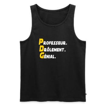 professeur drôlement génial / cadeau professeur - Débardeur bio Premium Homme - noir - Devant - Michal (187cm)