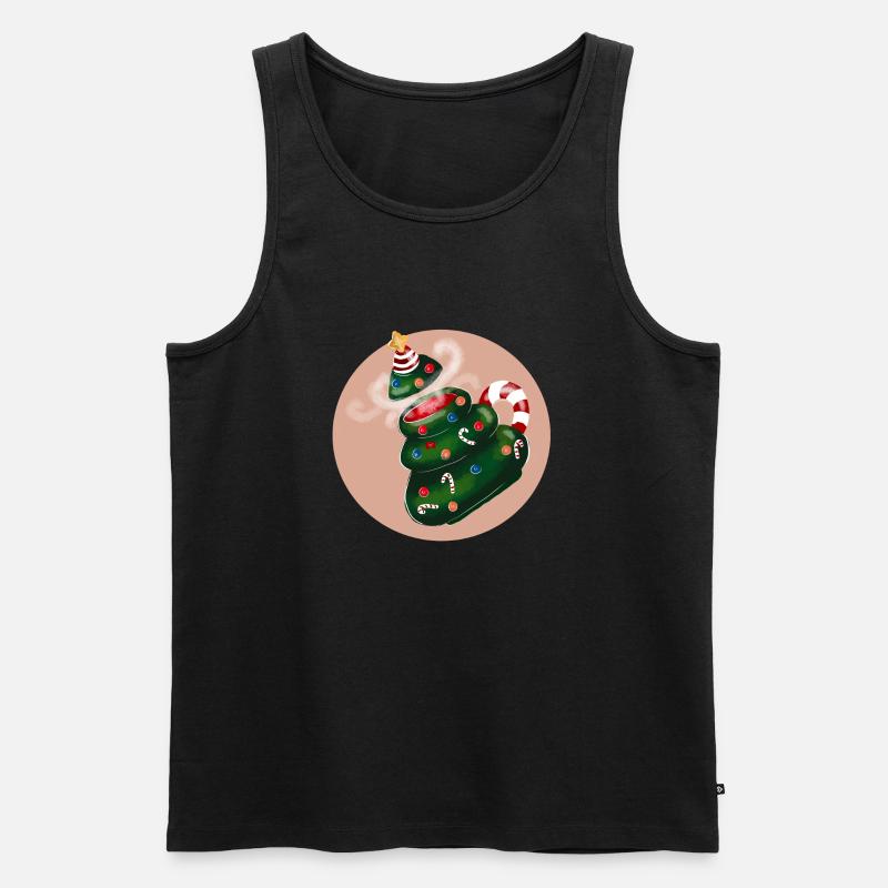 Weihnachtstasse Baum - Männer Premium Bio Tank Top - Schwarz