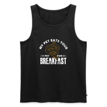 Mon animal mange votre animal pour le petit déjeuner - Animal Lover - Débardeur bio Premium Homme - noir - Devant - AI Model Male 178 light (178cm)
